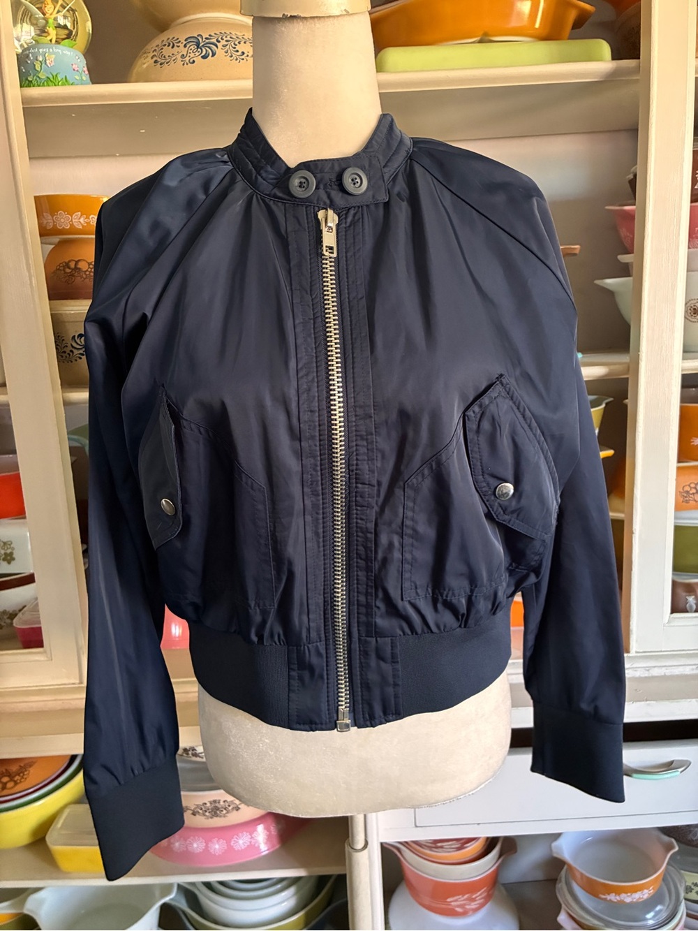 Free People Navy Blue Bomber Jacket - Size XS